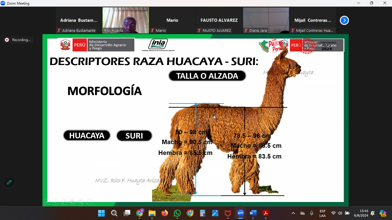 Graduados de Producción Pecuaria fortalecen sus conocimientos en Manejo y Mejoramiento Genético en Alpacas